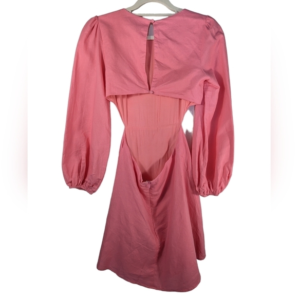 All About May Fairy Linen Cotton Pink Cutout Back Mini Glam Party Dress Size 4 - Picture 7 of 14